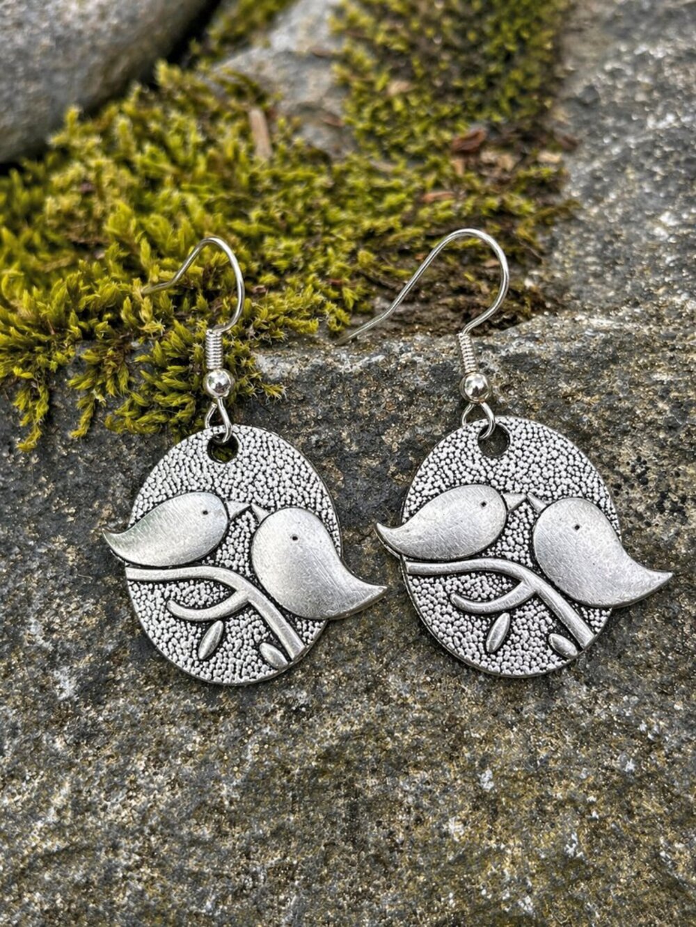 Love Bird Drop Earrings Antique Silver - Picture 5 of 6